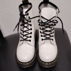 Dr. Martens White and Black Lace-Up Boots